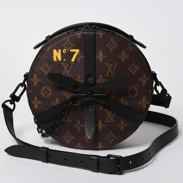 新品同様 LOUIS VUITTON ルイヴィトン ホイール ボックス ショルダーバッグ M59706 モノグラムキャンバス カーフレザー マッドブラック金具 中古 4a007198