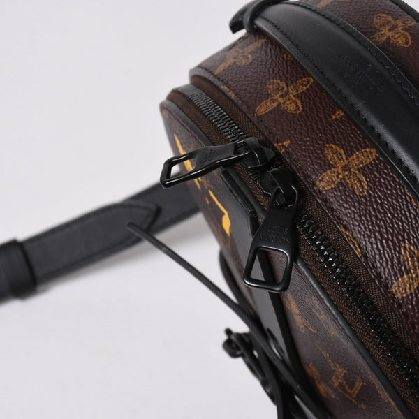 新品同様 LOUIS VUITTON ルイヴィトン ホイール ボックス ショルダーバッグ M59706 モノグラムキャンバス カーフレザー マッドブラック金具 中古 4a007198