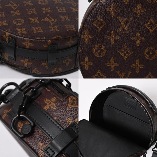 新品同様 LOUIS VUITTON ルイヴィトン ホイール ボックス ショルダーバッグ M59706 モノグラムキャンバス カーフレザー マッドブラック金具 中古 4a007198