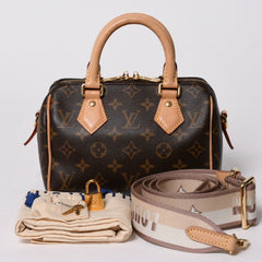 極美品 LOUIS VUITTON ルイヴィトン ハンドバッグ スピーディバンドリエール20 M46222 レザー PVC ブラウン ゴールド金具 中古 4a007154