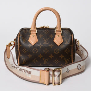 極美品 LOUIS VUITTON ルイヴィトン ハンドバッグ スピーディバンドリエール20 M46222 レザー PVC ブラウン ゴールド金具 中古 4a007154