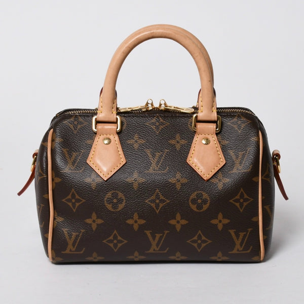 極美品 LOUIS VUITTON ルイヴィトン ハンドバッグ スピーディバンドリエール20 M46222 レザー PVC ブラウン ゴールド金具 中古 4a007154