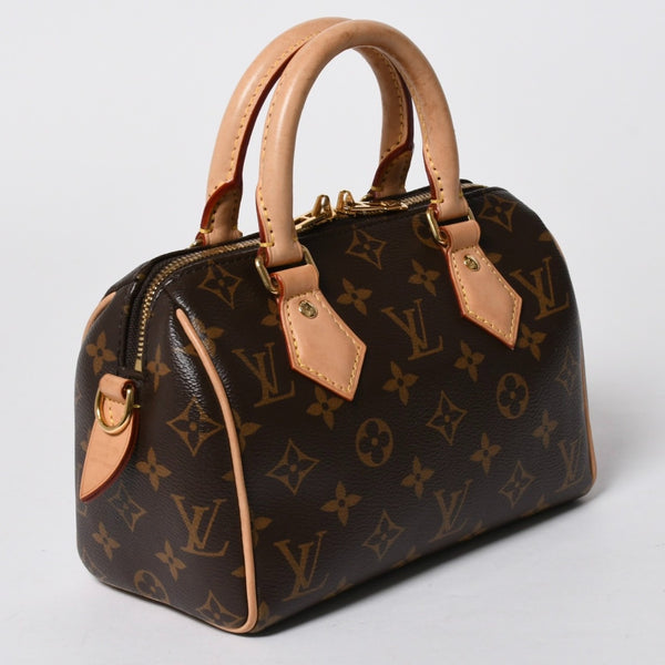 極美品 LOUIS VUITTON ルイヴィトン ハンドバッグ スピーディバンドリエール20 M46222 レザー PVC ブラウン ゴールド金具 中古 4a007154