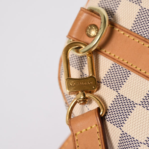 LOUIS VUITTON ルイヴィトン ダミエ アズール スピーディバンドリエール25 N41374 PVC ヌメ革 ホワイト ゴールド金具 美品 中古 4a007115
