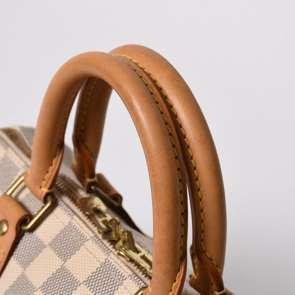 LOUIS VUITTON ルイヴィトン ダミエ アズール スピーディバンドリエール25 N41374 PVC ヌメ革 ホワイト ゴールド金具 美品 中古 4a007115