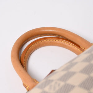 LOUIS VUITTON ルイヴィトン ダミエ アズール スピーディバンドリエール25 N41374 PVC ヌメ革 ホワイト ゴールド金具 美品 中古 4a007115