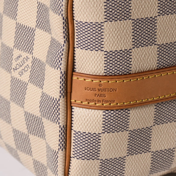 LOUIS VUITTON ルイヴィトン ダミエ アズール スピーディバンドリエール25 N41374 PVC ヌメ革 ホワイト ゴールド金具 美品 中古 4a007115