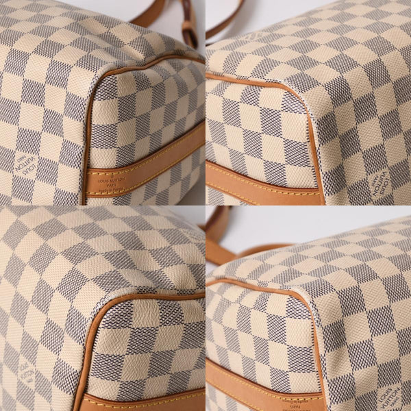 LOUIS VUITTON ルイヴィトン ダミエ アズール スピーディバンドリエール25 N41374 PVC ヌメ革 ホワイト ゴールド金具 美品 中古 4a007115
