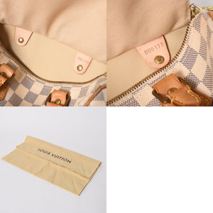 LOUIS VUITTON ルイヴィトン ダミエ アズール スピーディバンドリエール25 N41374 PVC ヌメ革 ホワイト ゴールド金具 美品 中古 4a007115