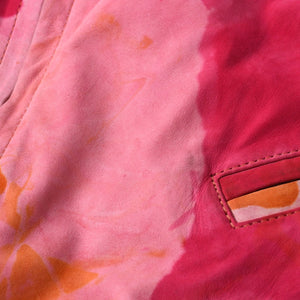 極美品 CHROME HEARTS クロムハーツ TIEDYE タイダイ レザージャケット U.S.A製 レザー ピンク オレンジ サイズL 中古 4a007365