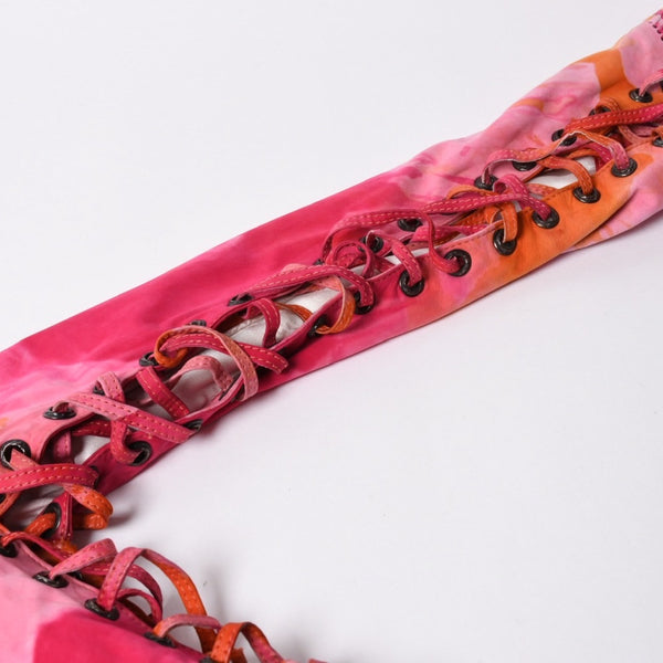 極美品 CHROME HEARTS クロムハーツ TIEDYE タイダイ レザージャケット U.S.A製 レザー ピンク オレンジ サイズL 中古 4a007365