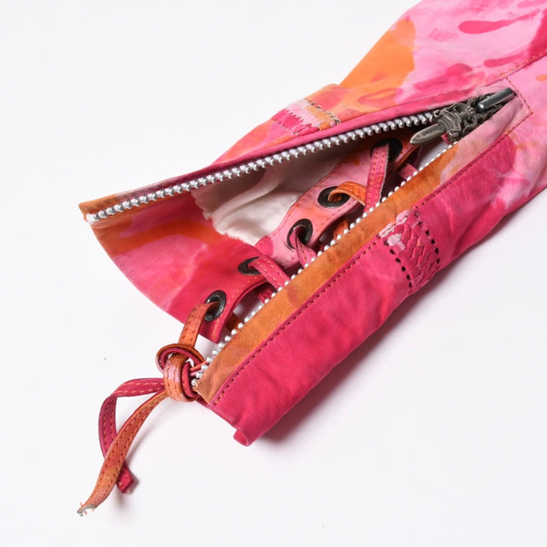 極美品 CHROME HEARTS クロムハーツ TIEDYE タイダイ レザージャケット U.S.A製 レザー ピンク オレンジ サイズL 中古 4a007365