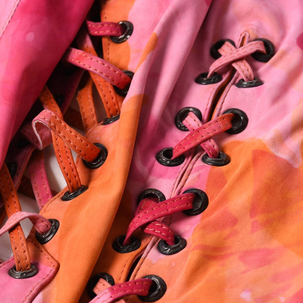 極美品 CHROME HEARTS クロムハーツ TIEDYE タイダイ レザージャケット U.S.A製 レザー ピンク オレンジ サイズL 中古 4a007365