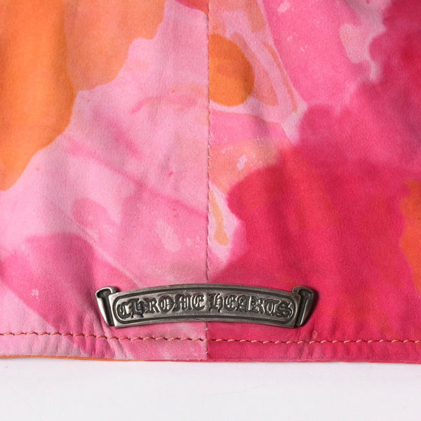 極美品 CHROME HEARTS クロムハーツ TIEDYE タイダイ レザージャケット U.S.A製 レザー ピンク オレンジ サイズL 中古 4a007365
