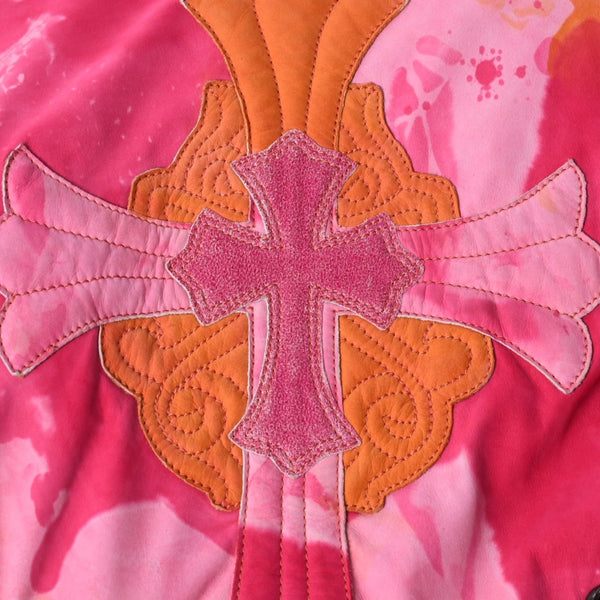 極美品 CHROME HEARTS クロムハーツ TIEDYE タイダイ レザージャケット U.S.A製 レザー ピンク オレンジ サイズL 中古 4a007365