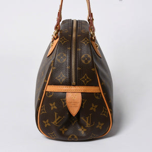 極美品 LOUIS VUITTON ルイヴィトン モントルグイユ PM ハンドバッグ M95565 PVC ヌメ革 ブラウン ゴールド金具 中古 4a006972