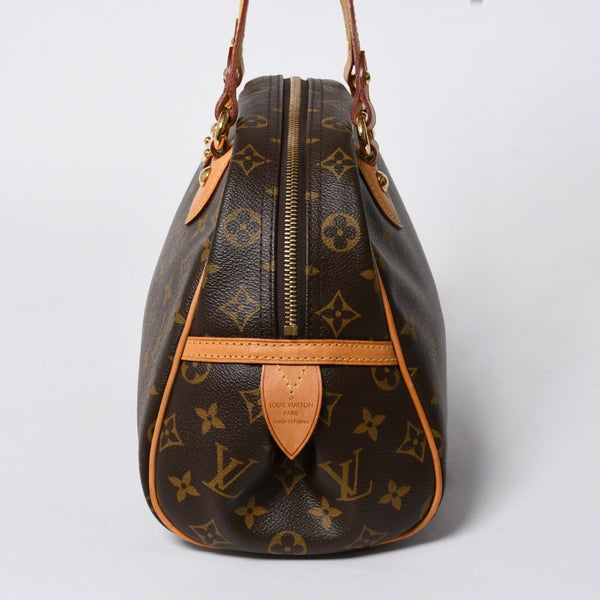 極美品 LOUIS VUITTON ルイヴィトン モントルグイユ PM ハンドバッグ M95565 PVC ヌメ革 ブラウン ゴールド金具 中古 4a006972