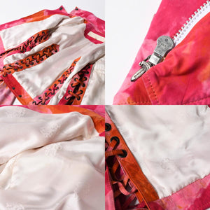 極美品 CHROME HEARTS クロムハーツ TIEDYE タイダイ レザージャケット U.S.A製 レザー ピンク オレンジ サイズL 中古 4a007365
