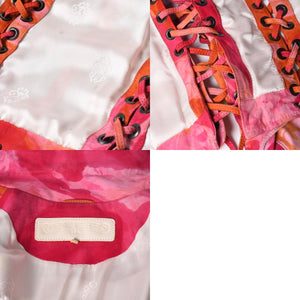 極美品 CHROME HEARTS クロムハーツ TIEDYE タイダイ レザージャケット U.S.A製 レザー ピンク オレンジ サイズL 中古 4a007365