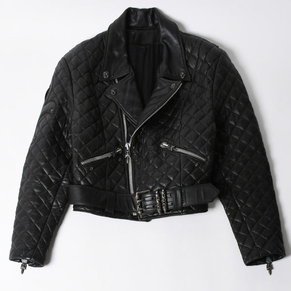 CHROME HEARTS クロムハーツ レザージャケット ダガージップ ライダース クロスボタン クロスモチーフ ブラック シルバー 中古 4a007366
