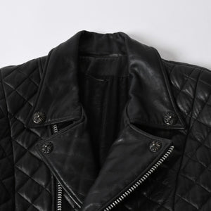 CHROME HEARTS クロムハーツ レザージャケット ダガージップ ライダース クロスボタン クロスモチーフ ブラック シルバー 中古 4a007366