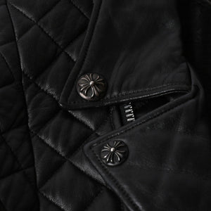 CHROME HEARTS クロムハーツ レザージャケット ダガージップ ライダース クロスボタン クロスモチーフ ブラック シルバー 中古 4a007366