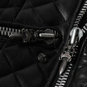 CHROME HEARTS クロムハーツ レザージャケット ダガージップ ライダース クロスボタン クロスモチーフ ブラック シルバー 中古 4a007366