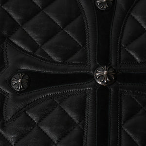 CHROME HEARTS クロムハーツ レザージャケット ダガージップ ライダース クロスボタン クロスモチーフ ブラック シルバー 中古 4a007366