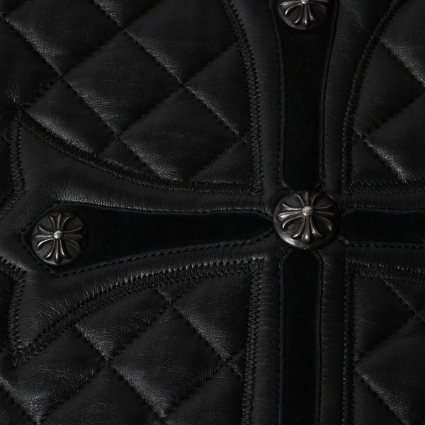 CHROME HEARTS クロムハーツ レザージャケット ダガージップ ライダース クロスボタン クロスモチーフ ブラック シルバー 中古 4a007366