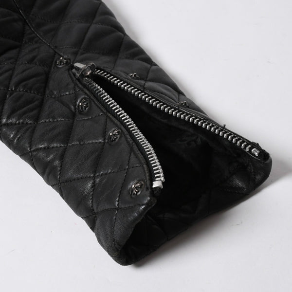 CHROME HEARTS クロムハーツ レザージャケット ダガージップ ライダース クロスボタン クロスモチーフ ブラック シルバー 中古 4a007366
