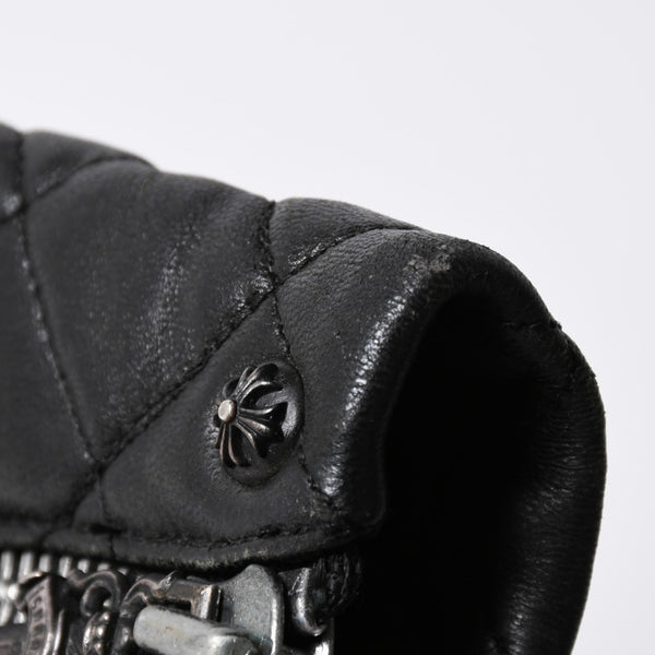 CHROME HEARTS クロムハーツ レザージャケット ダガージップ ライダース クロスボタン クロスモチーフ ブラック シルバー 中古 4a007366