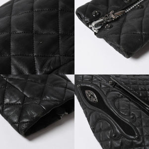 CHROME HEARTS クロムハーツ レザージャケット ダガージップ ライダース クロスボタン クロスモチーフ ブラック シルバー 中古 4a007366