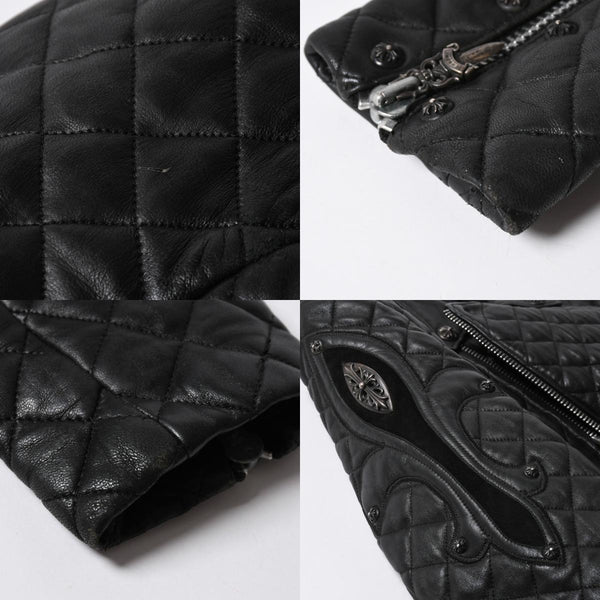 CHROME HEARTS クロムハーツ レザージャケット ダガージップ ライダース クロスボタン クロスモチーフ ブラック シルバー 中古 4a007366