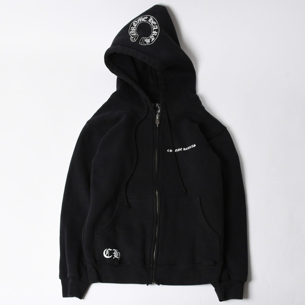 CHROME HEARTS クロムハーツ ジップアップフーディー パーカー サイズS CHプラス スクロールラベル マリブ サーマル 美品 中古 4a007359