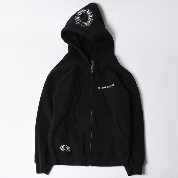 CHROME HEARTS クロムハーツ ジップアップフーディー パーカー サイズS CHプラス スクロールラベル マリブ サーマル 美品 中古 4a007359