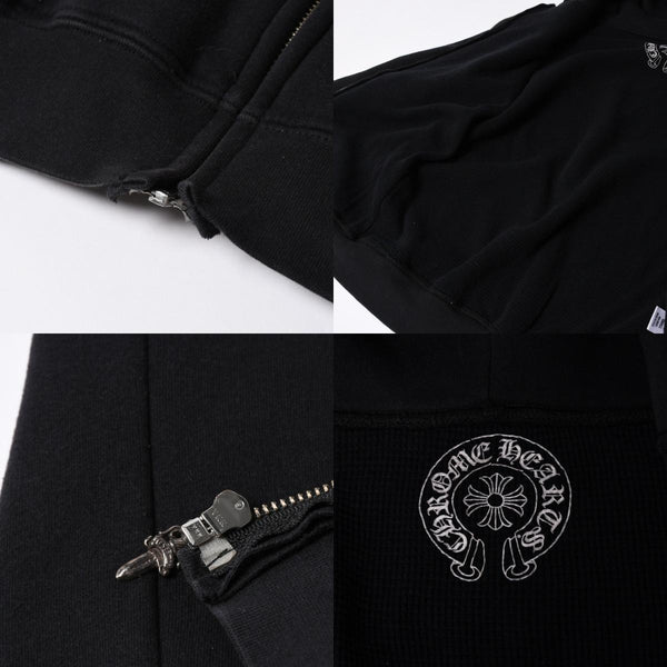 CHROME HEARTS クロムハーツ ジップアップフーディー パーカー サイズS CHプラス スクロールラベル マリブ サーマル 美品 中古 4a007359