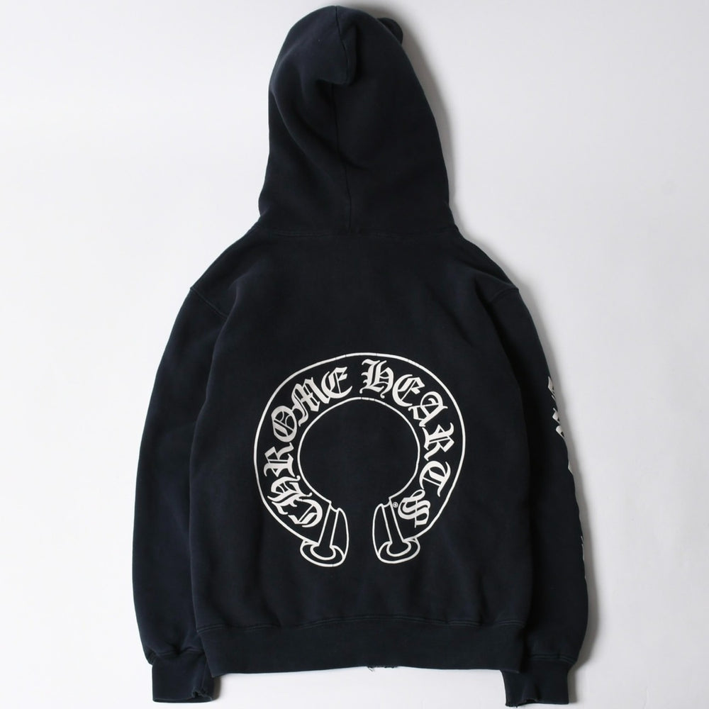 CHROME HEARTS クロムハーツ オールド サーマルフーディー パーカー サイズS ホースシュー ダガージップ ブラック 美品 中古 4a007360