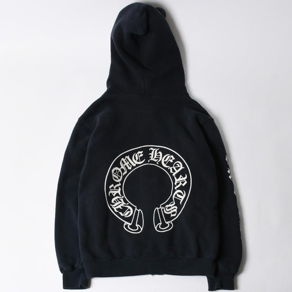 CHROME HEARTS クロムハーツ オールド サーマルフーディー パーカー サイズS ホースシュー ダガージップ ブラック 美品 中古 4a007360
