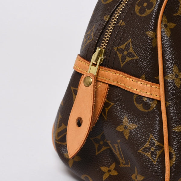 極美品 LOUIS VUITTON ルイヴィトン モントルグイユ PM ハンドバッグ M95565 PVC ヌメ革 ブラウン ゴールド金具 中古 4a006972