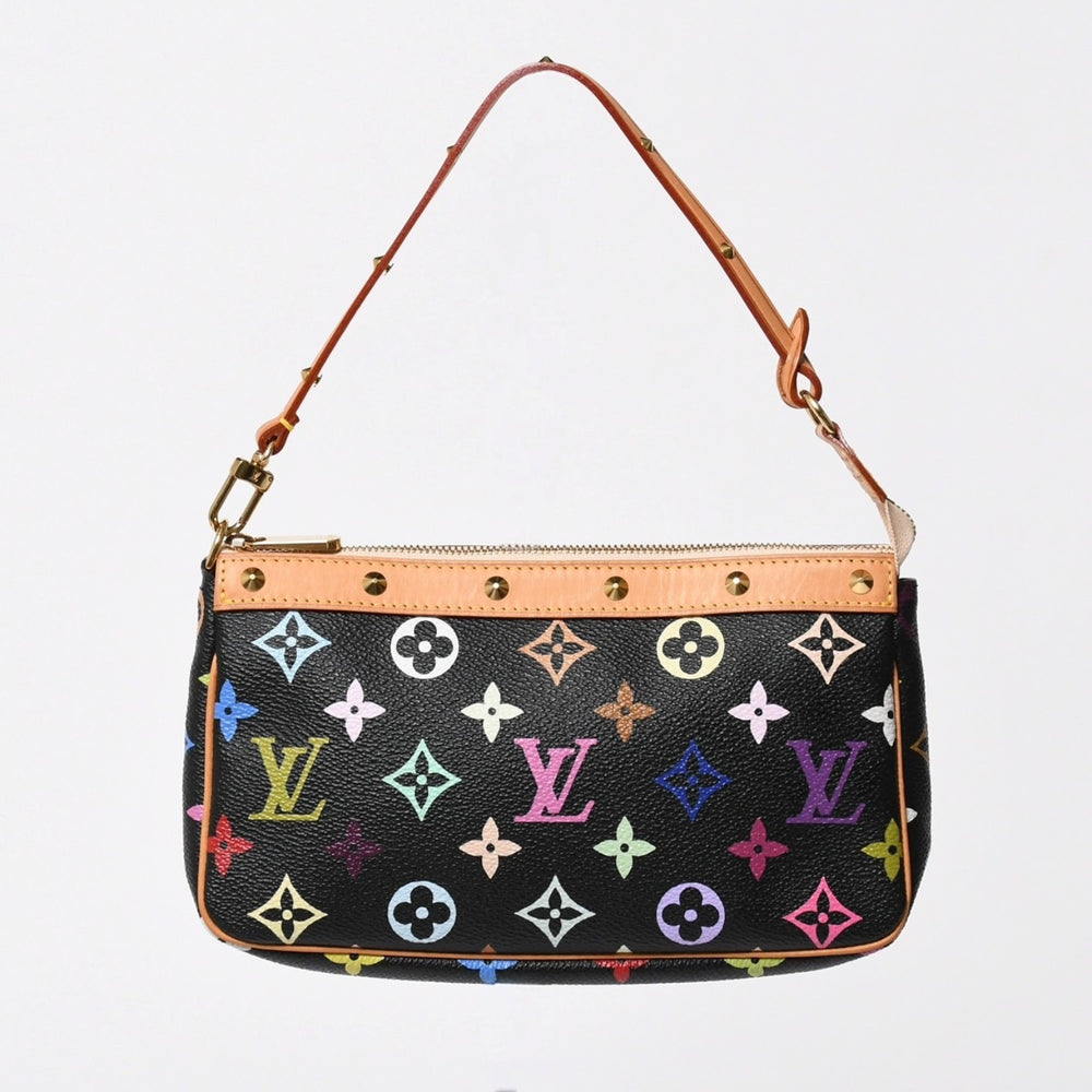 新品同様 LOUIS VUITTON ルイヴィトン ポシェットアクセソワール アクセサリーポーチ M92648 モノグラム マルチカラー ブラック 中古 4a007171