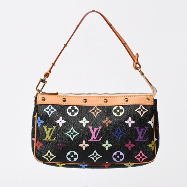 新品同様 LOUIS VUITTON ルイヴィトン ポシェットアクセソワール アクセサリーポーチ M92648 モノグラム マルチカラー ブラック 中古 4a007171