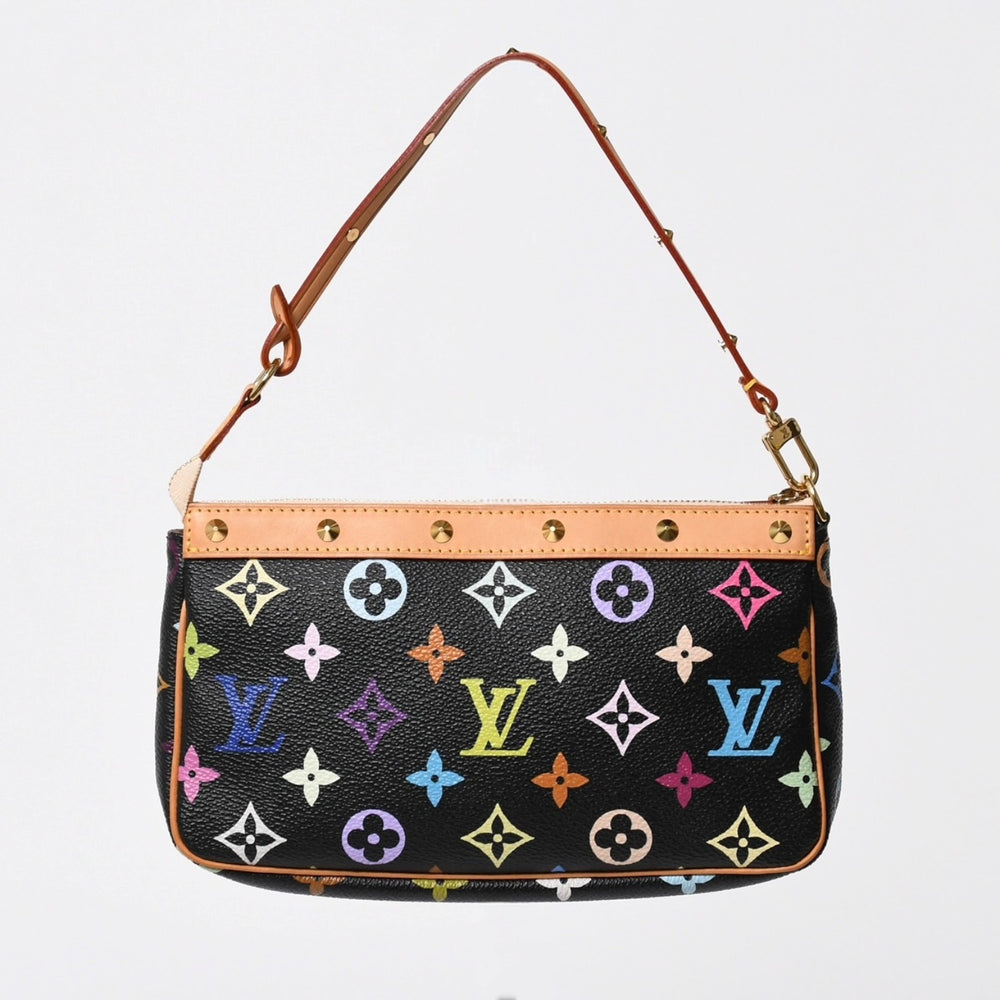 新品同様 LOUIS VUITTON ルイヴィトン ポシェットアクセソワール アクセサリーポーチ M92648 モノグラム マルチカラー ブラック 中古 4a007171