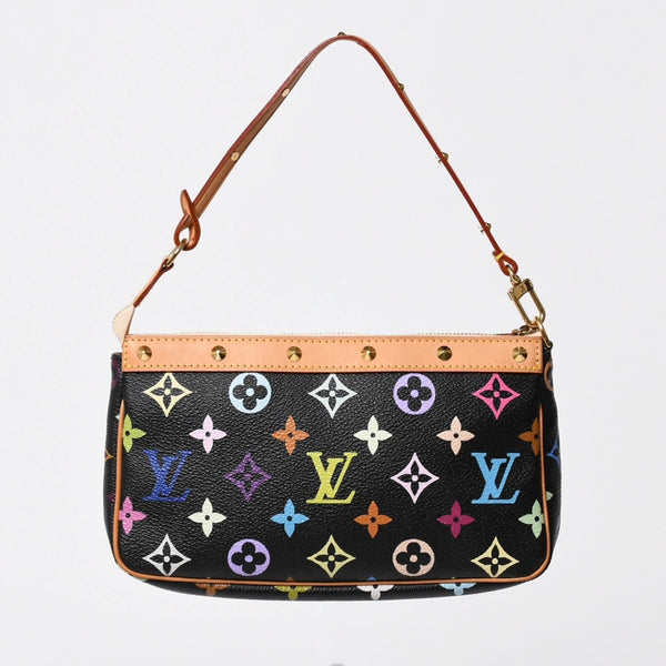 新品同様 LOUIS VUITTON ルイヴィトン ポシェットアクセソワール アクセサリーポーチ M92648 モノグラム マルチカラー ブラック 中古 4a007171