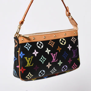 新品同様 LOUIS VUITTON ルイヴィトン ポシェットアクセソワール アクセサリーポーチ M92648 モノグラム マルチカラー ブラック 中古 4a007171