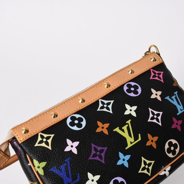新品同様 LOUIS VUITTON ルイヴィトン ポシェットアクセソワール アクセサリーポーチ M92648 モノグラム マルチカラー ブラック 中古 4a007171