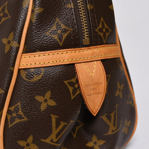 極美品 LOUIS VUITTON ルイヴィトン モントルグイユ PM ハンドバッグ M95565 PVC ヌメ革 ブラウン ゴールド金具 中古 4a006972