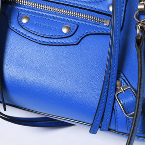 BALENCIAGA バレンシアガ 2WAY ハンドバッグ ショルダーバッグ ネオクラシック ミニ シティ 638524 ブルー シルバー金具 美品 中古 4a006975