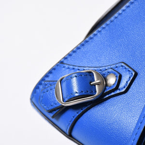 BALENCIAGA バレンシアガ 2WAY ハンドバッグ ショルダーバッグ ネオクラシック ミニ シティ 638524 ブルー シルバー金具 美品 中古 4a006975