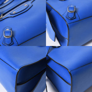 BALENCIAGA バレンシアガ 2WAY ハンドバッグ ショルダーバッグ ネオクラシック ミニ シティ 638524 ブルー シルバー金具 美品 中古 4a006975
