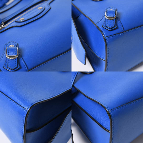 BALENCIAGA バレンシアガ 2WAY ハンドバッグ ショルダーバッグ ネオクラシック ミニ シティ 638524 ブルー シルバー金具 美品 中古 4a006975